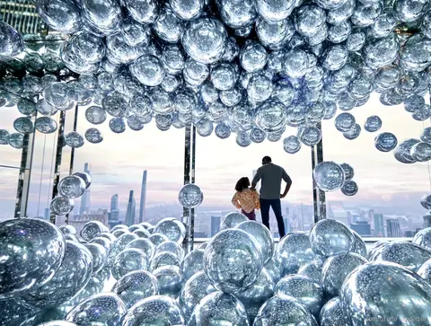 Glass floor experience at SUMMIT One Vanderbilt observation deck
